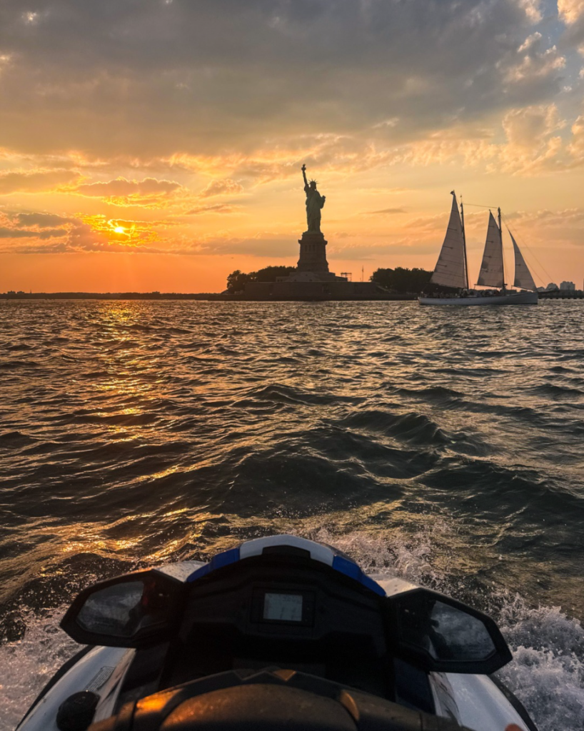 Statue of Liberty from the water on jet ski