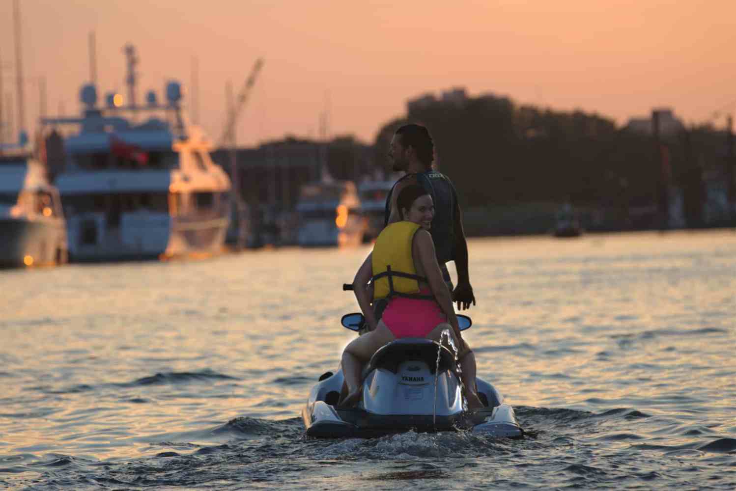 jet ski in the evening in NYC
