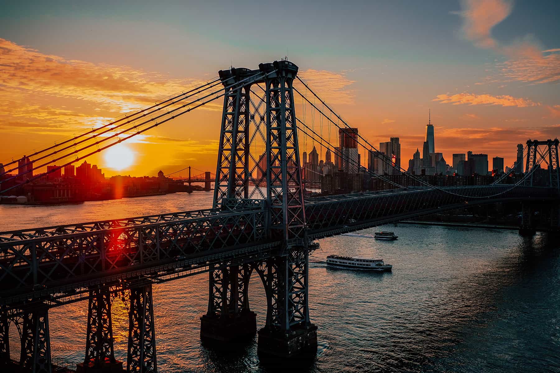sunsets-in-nyc a bridge over a body of water