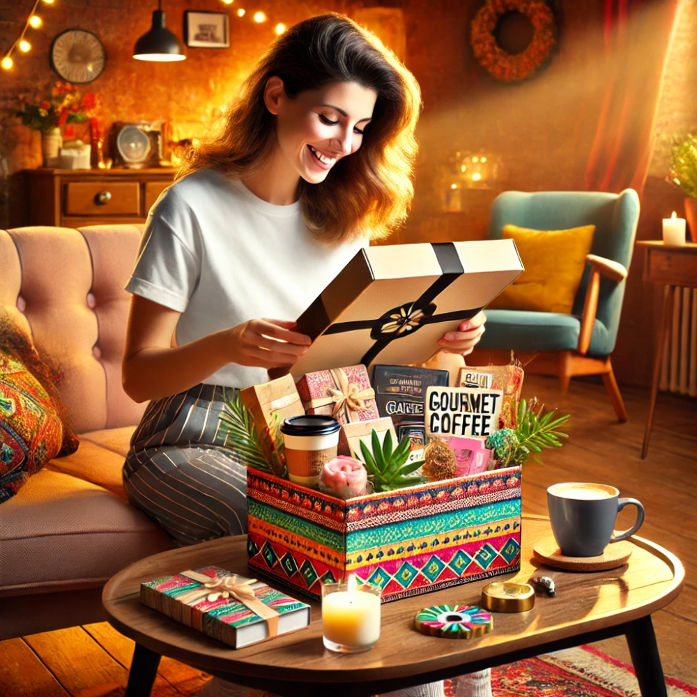 Monthly Subscription Box  monthly subscription box on a stylish coffee table
