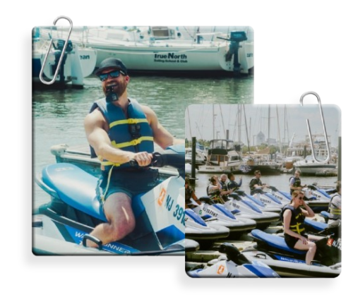 a person sitting in a boat on the water